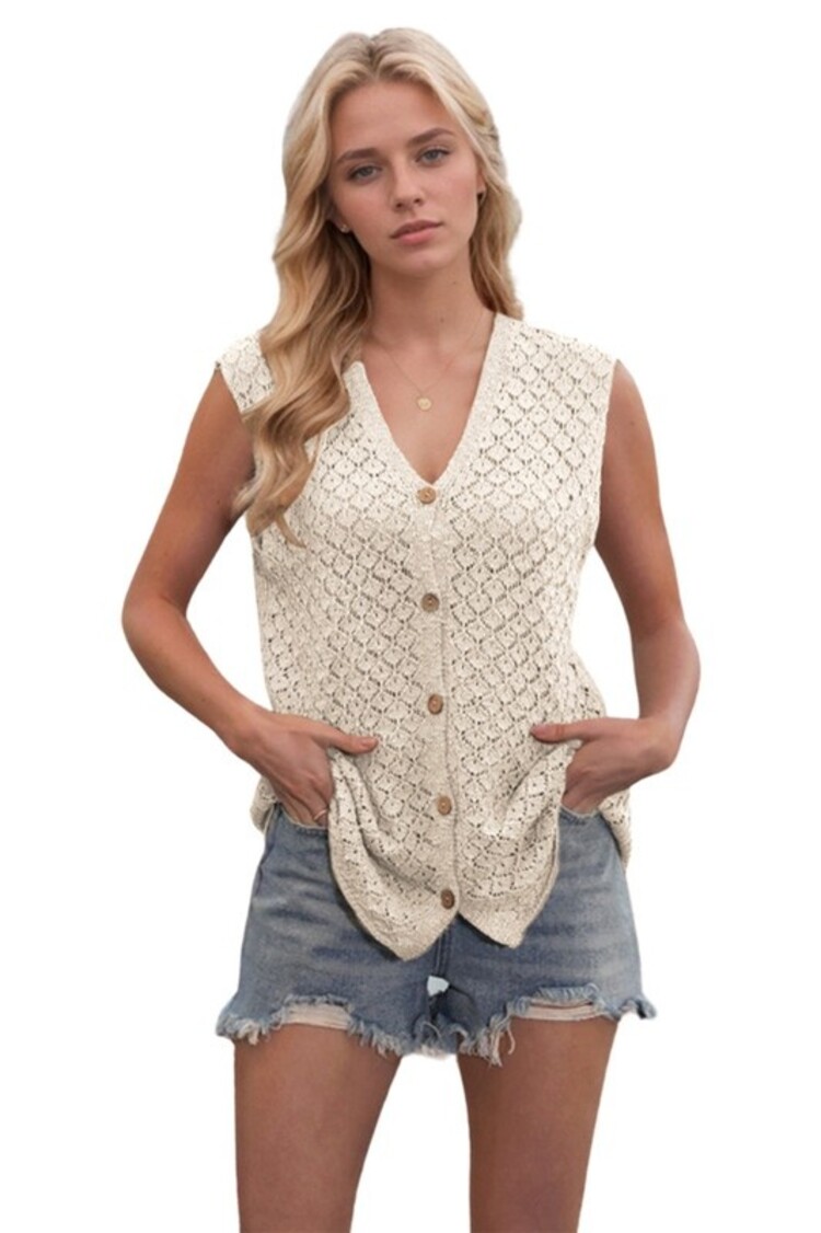YSO LSO - V-Neck Button  Knit Tank
