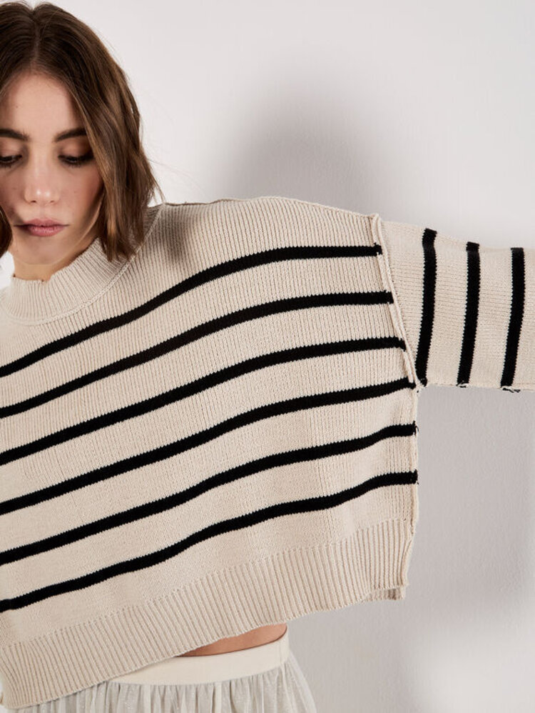 Apricot Apricot - Stripe Crop Sweater