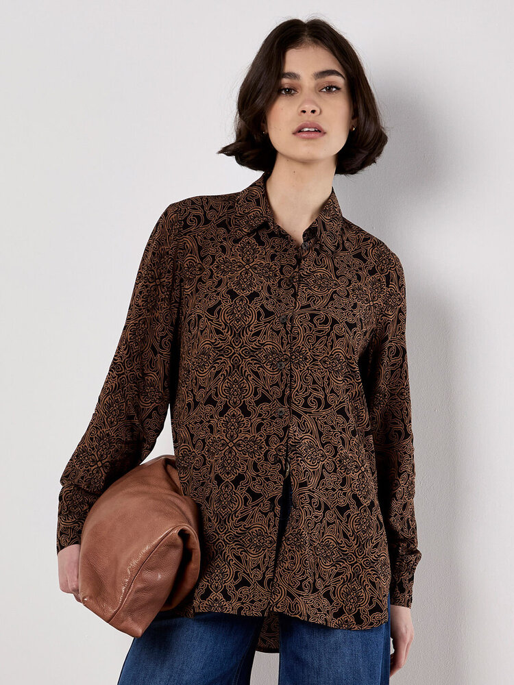 Apricot Apricot - Mono Paisley Sheer Shirt LS