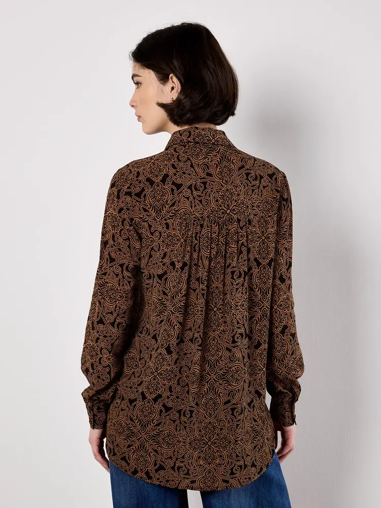 Apricot Apricot - Mono Paisley Sheer Shirt LS
