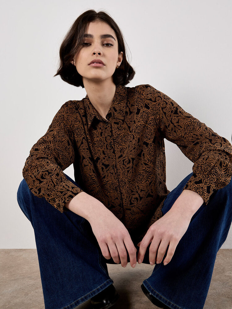 Apricot Apricot - Mono Paisley Sheer Shirt LS
