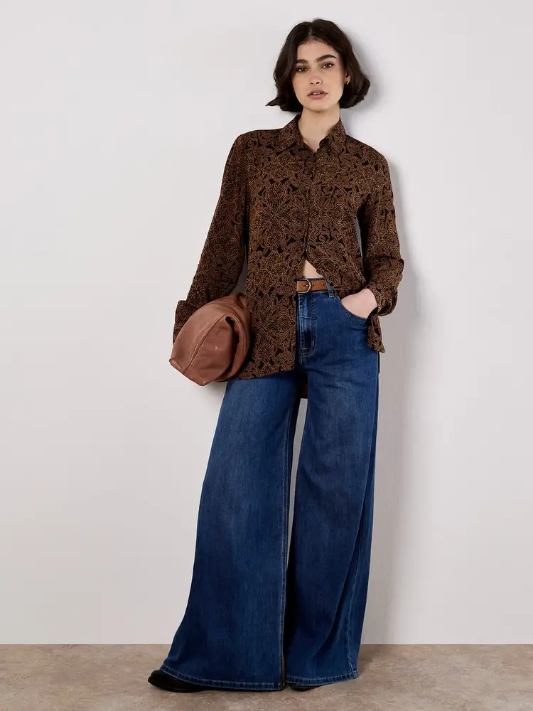 Apricot Apricot - Mono Paisley Sheer Shirt LS