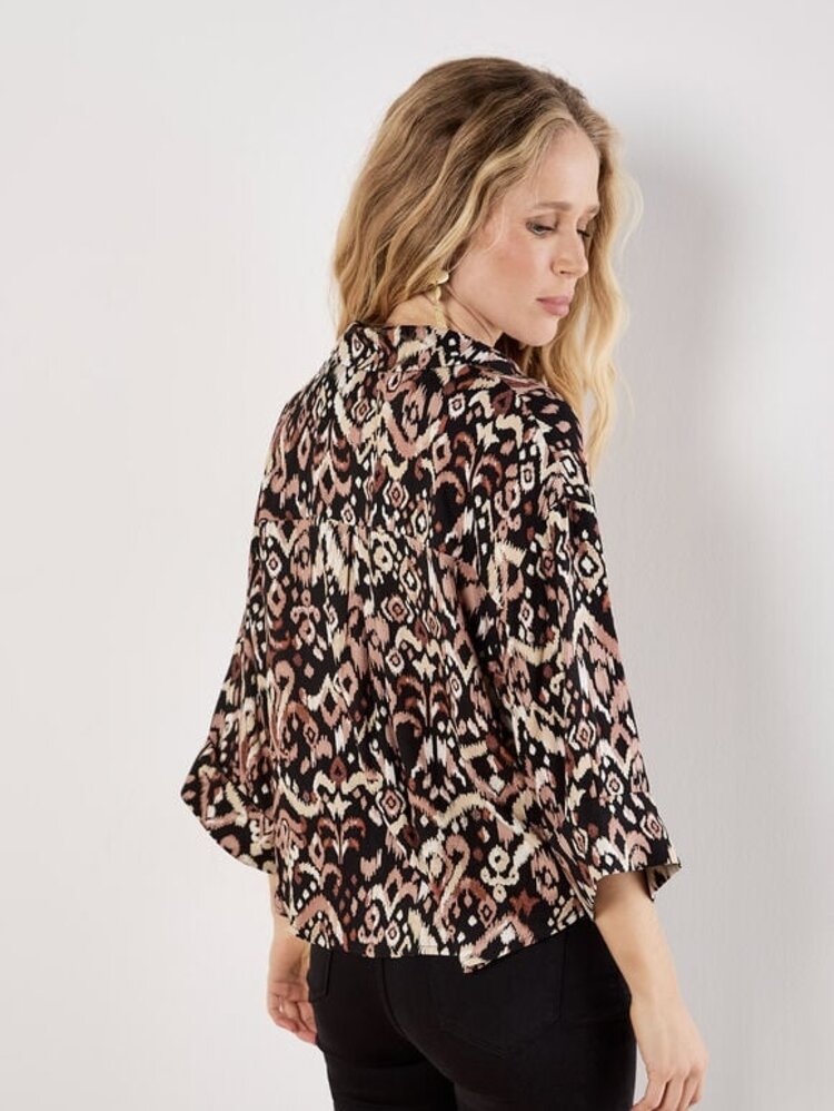 Apricot Apricot - Open Collar Ikat Boxy Shirt