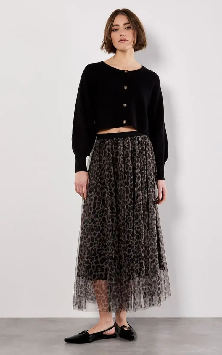 Apricot Apricot - Leopard Maxi Tulle Skirt