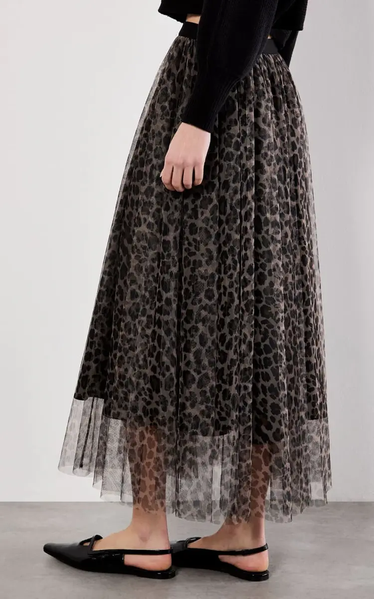 Apricot Apricot - Leopard Maxi Tulle Skirt