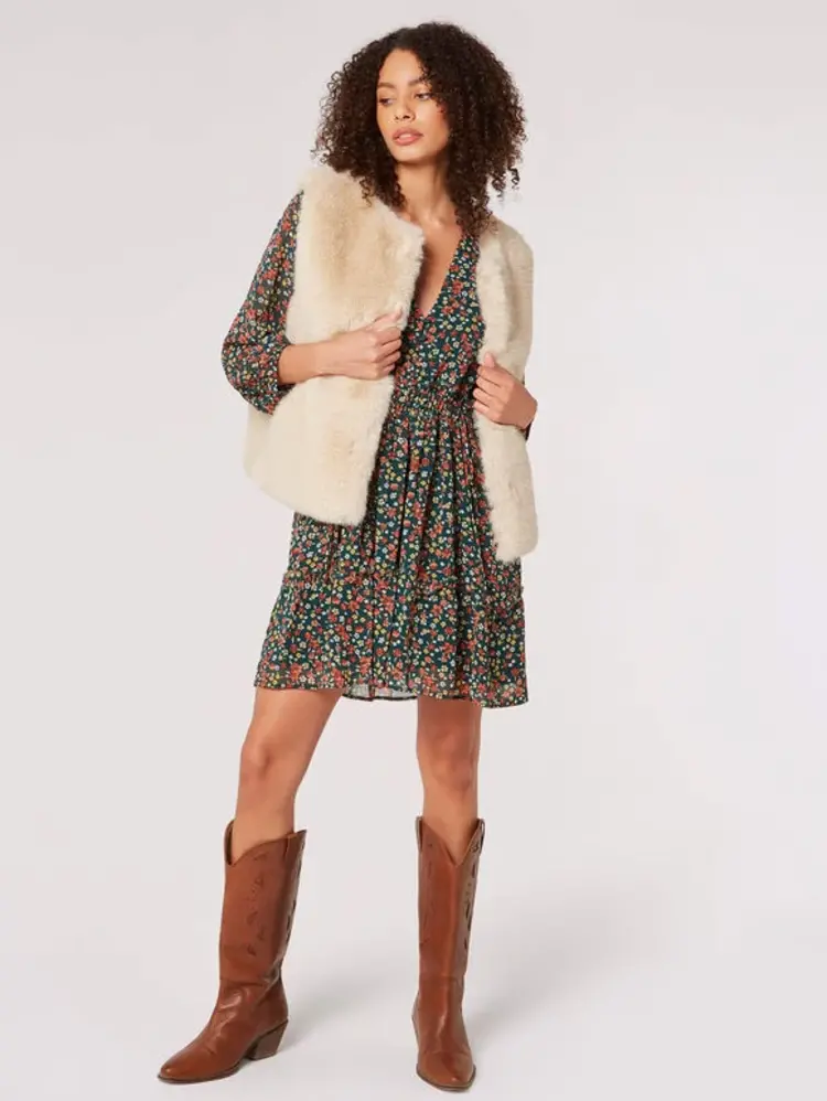 Apricot Apricot - Fur Cropped Gilet Vest