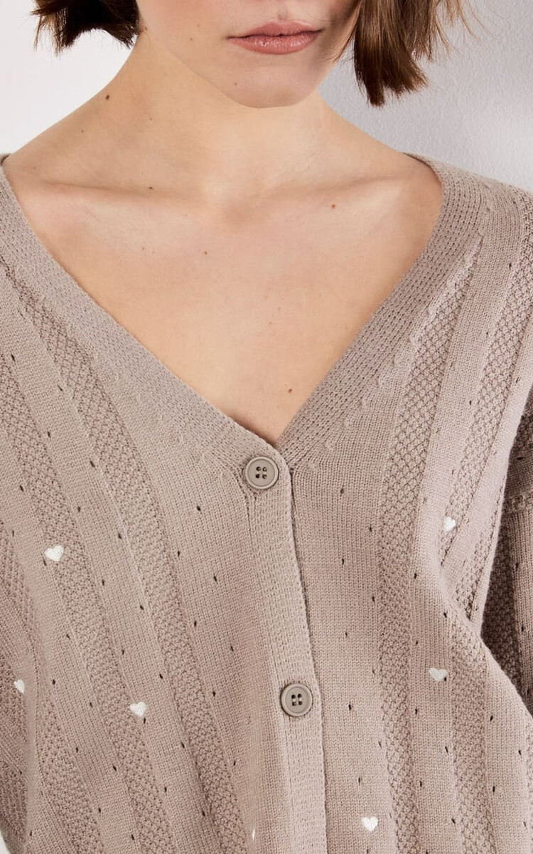 Apricot Apricot - Embroider Hearts Pointele Cardi