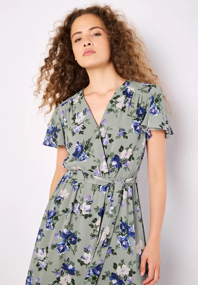 Apricot Apricot - Flutter Slv w/Tie Waist Maxi Dress