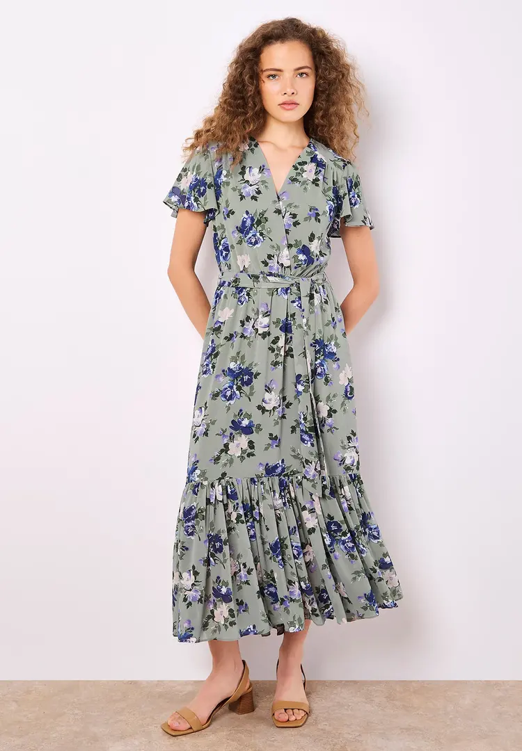 Apricot Apricot - Flutter Slv w/Tie Waist Maxi Dress