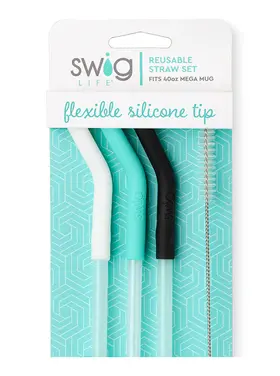 Swig Life Swig Life - White/Aqua/Black Reusable Straw Set (40 oz)