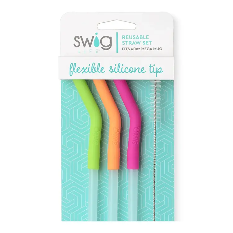 Swig Life Swig Life - Neon Lime/Orange/Berry Reusable Straw Set (40 oz)