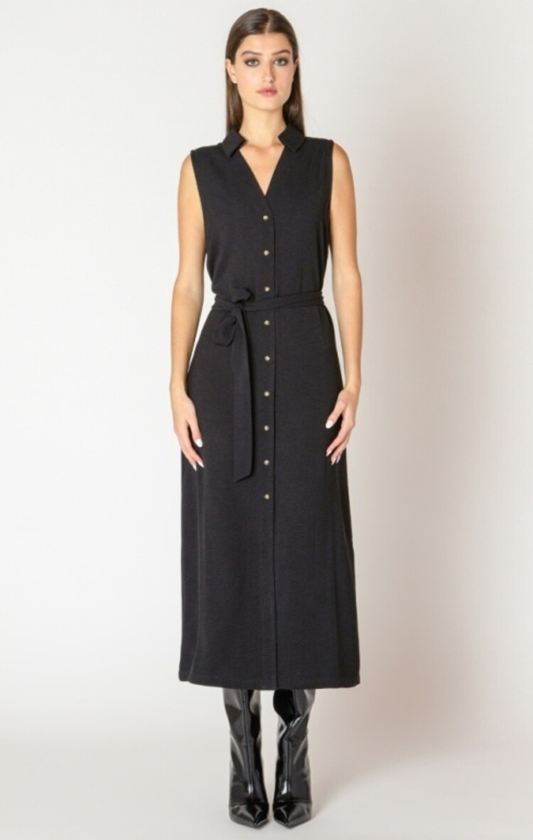 Black Tape Black Tape - Sleeveless Belted Shirt Dress