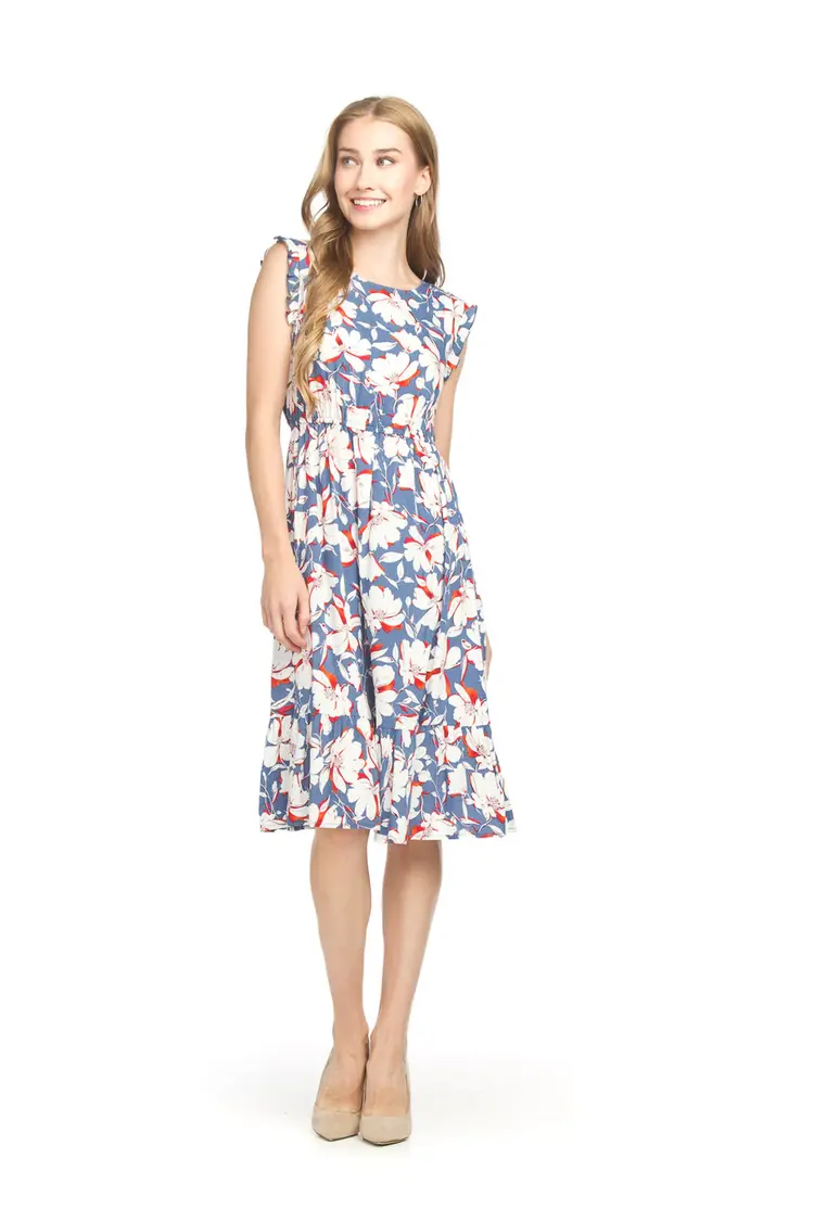 Papillon Papillon - Floral  Ruffle Slv  Dress w/Elastic Waist