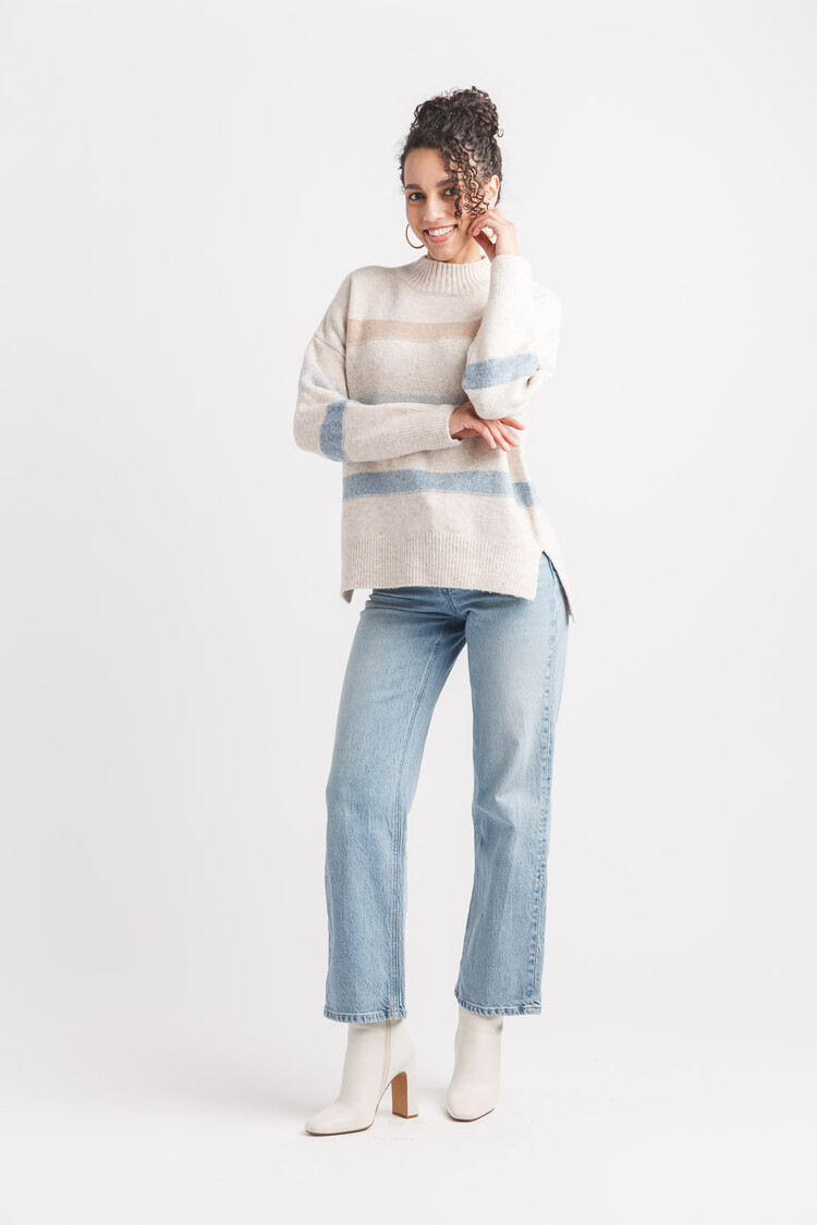 Papillon Papillon - Striped Mock Neck Sweater
