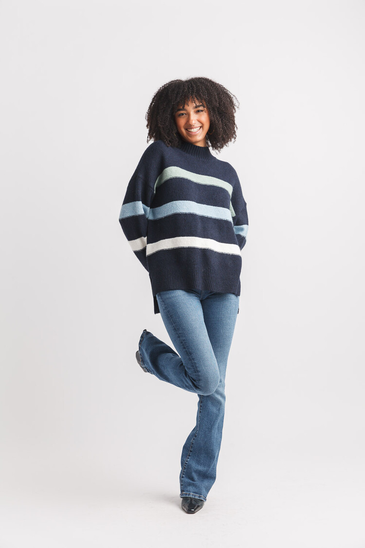 Papillon Papillon - Striped Mock Neck Sweater
