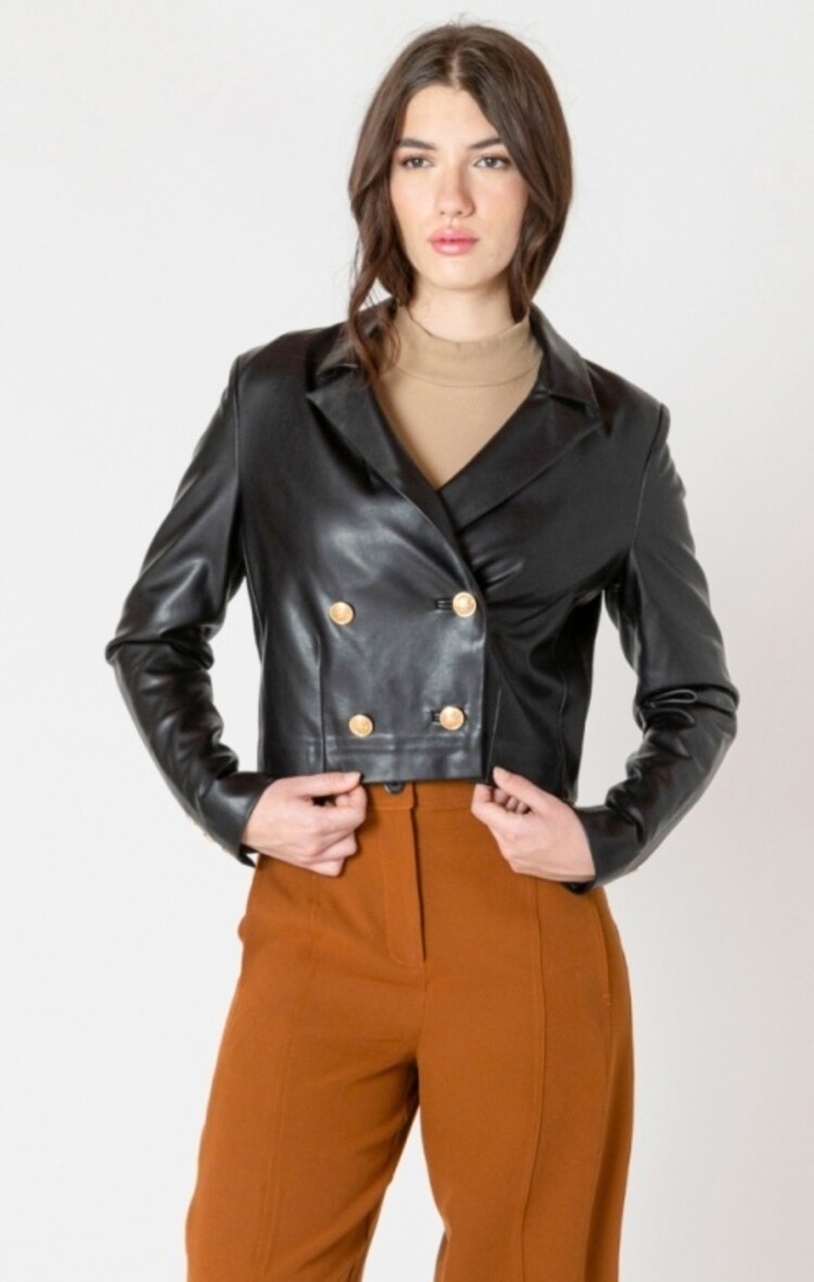 Black Tape Black Tape - Faux Leather Crop Jkt
