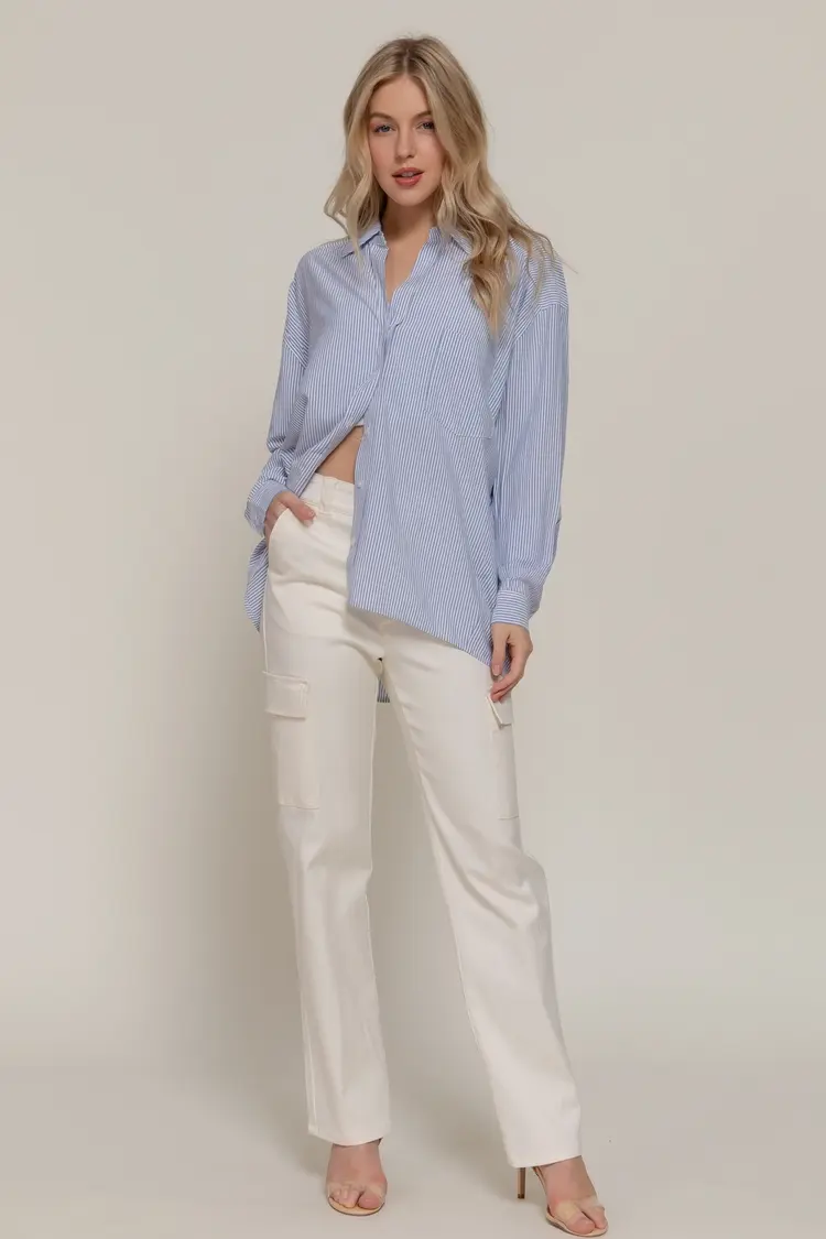 Active USA Active - Oversize Stripe Button Down