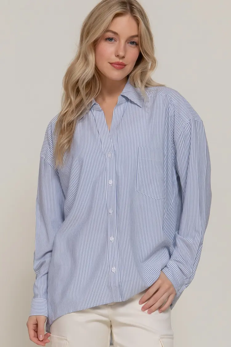 Active USA Active - Oversize Stripe Button Down