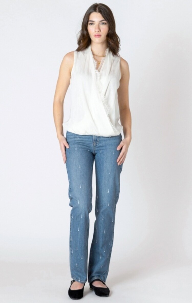 Black Tape Black Tape - Lace Insert Wrap Blouse