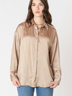 Black Tape Black Tape -  LS Crinkle Effect Satin Blouse