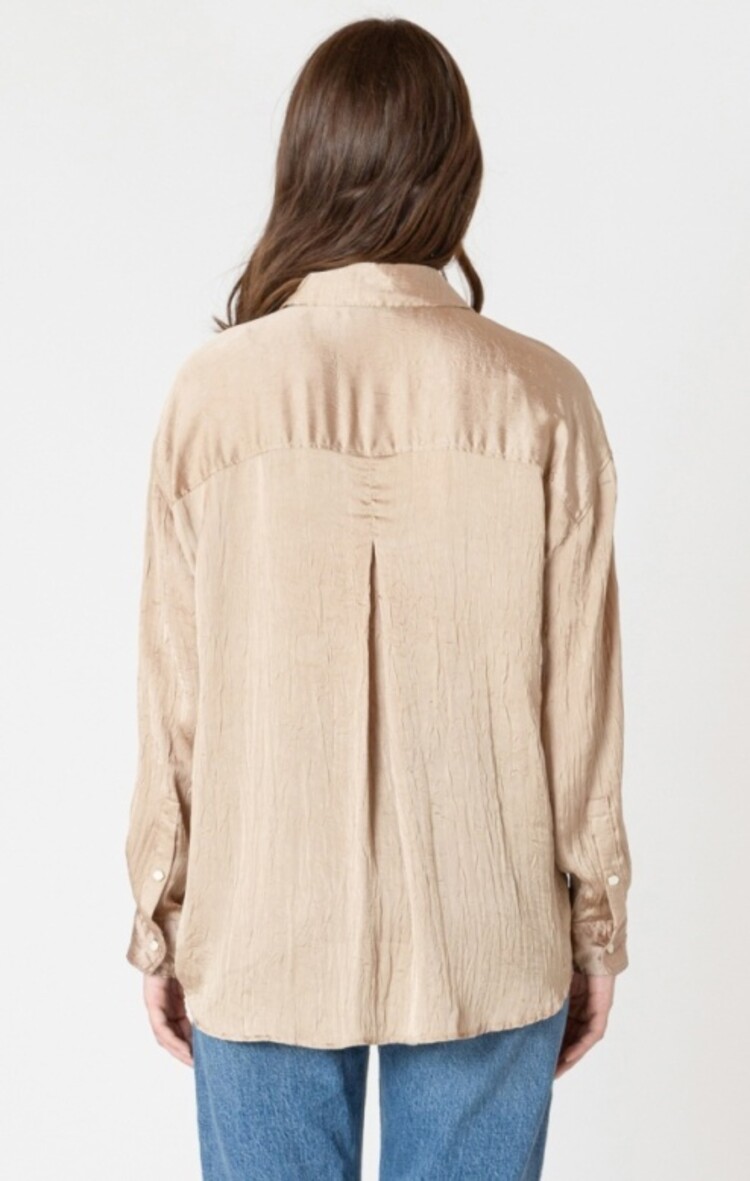 Black Tape Black Tape -  LS Crinkle Effect Satin Blouse