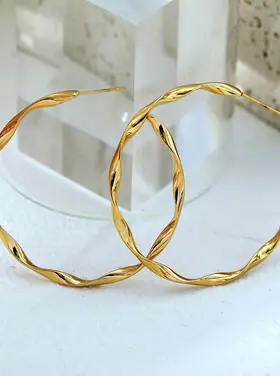Hackney Nine Hackney Nine - ALICIA Gold Wavy Twist Hoop Earring