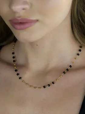 Hackney Nine Hackney Nine - SANTA CRUZ Blue Gold & Natural Stone Beaded Necklace