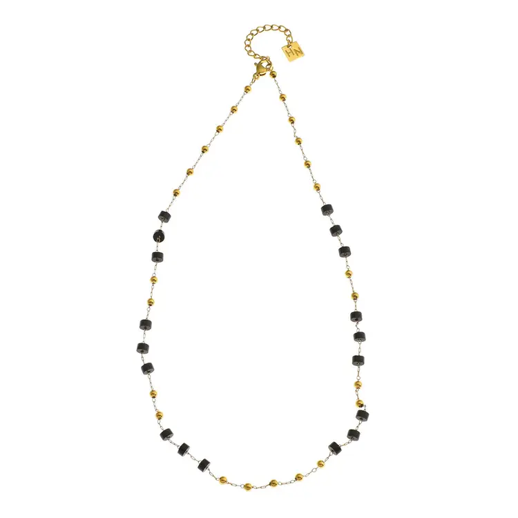 Hackney Nine Hackney Nine - SANTA CRUZ Blue Gold & Natural Stone Beaded Necklace