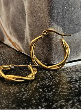 Hackney Nine Hackney Nine - CARLOTA Twisted Metal Strands Hoop Earring Gold