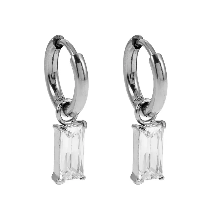 Hackney Nine Hackney Nine - CACA Clear Crystal Drop Earring Silver