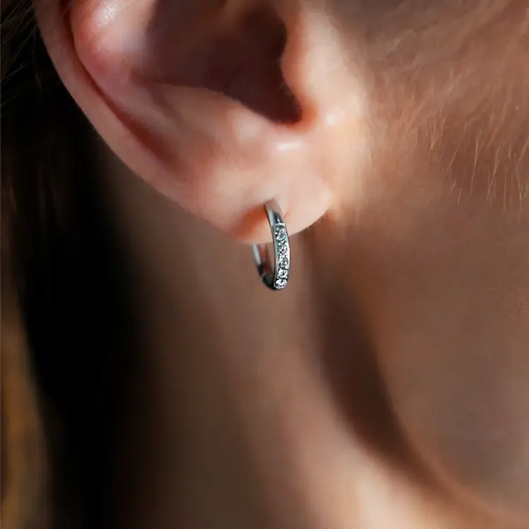 Hackney Nine Hackney Nine - DARCI Zirconia Mini Silver Hoop Earring