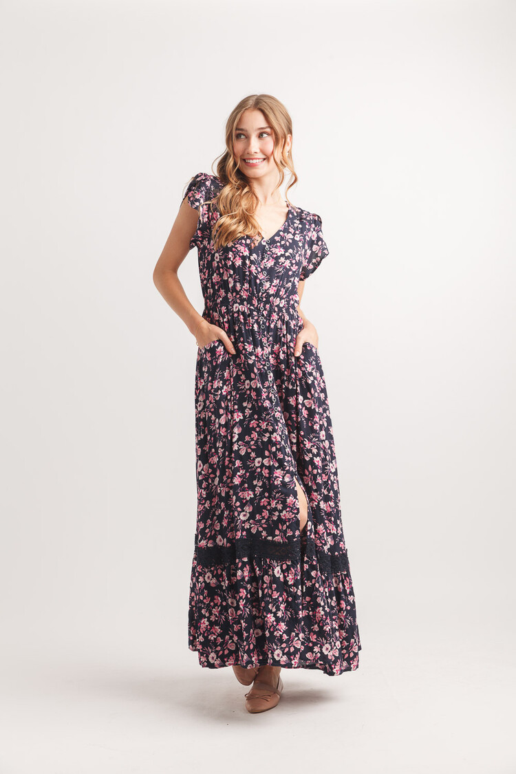Papillon Papillon - Floral SS Button Front Dress