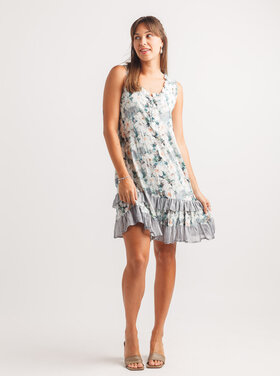 Papillon Papillon - Floral Crinkle Ruffle Hem Dress