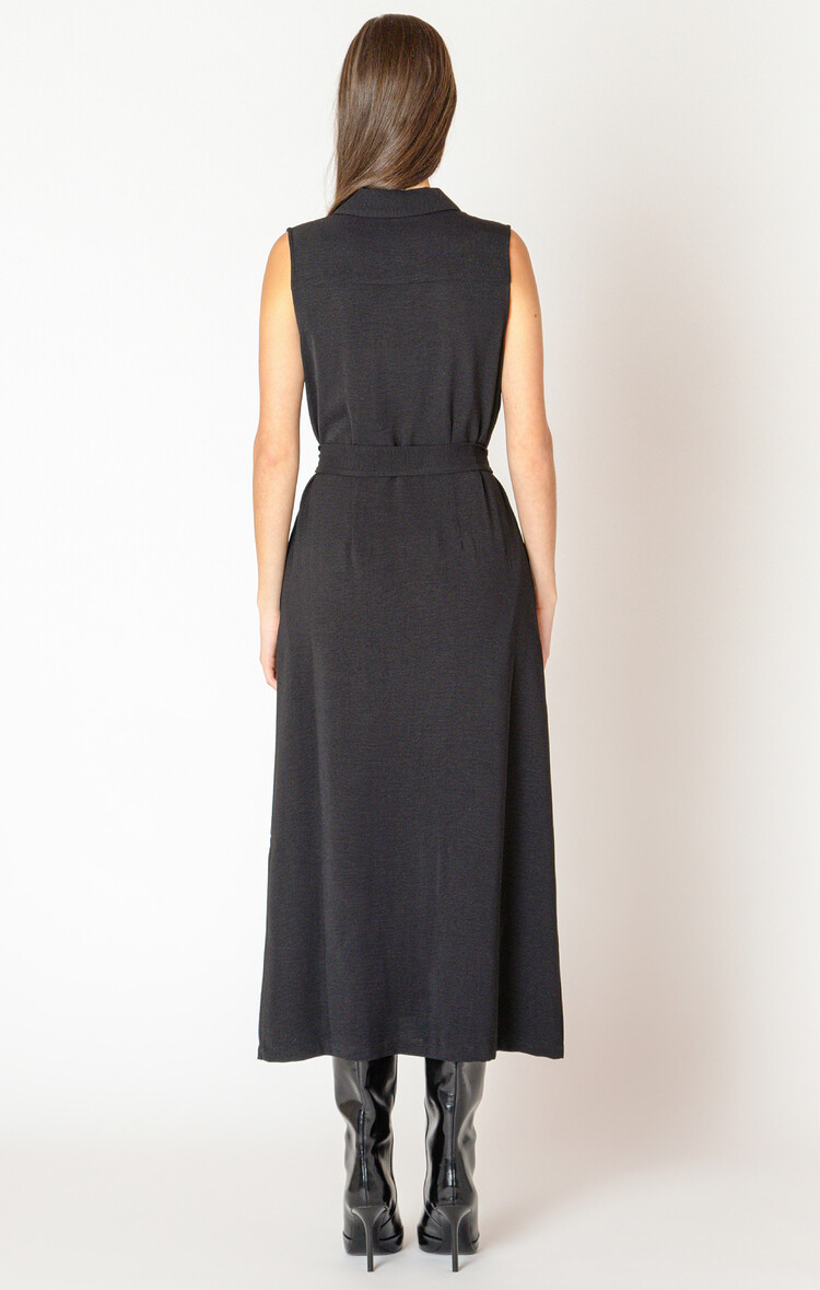 Black Tape Black Tape - Sleeveless Belted Shirt Dress