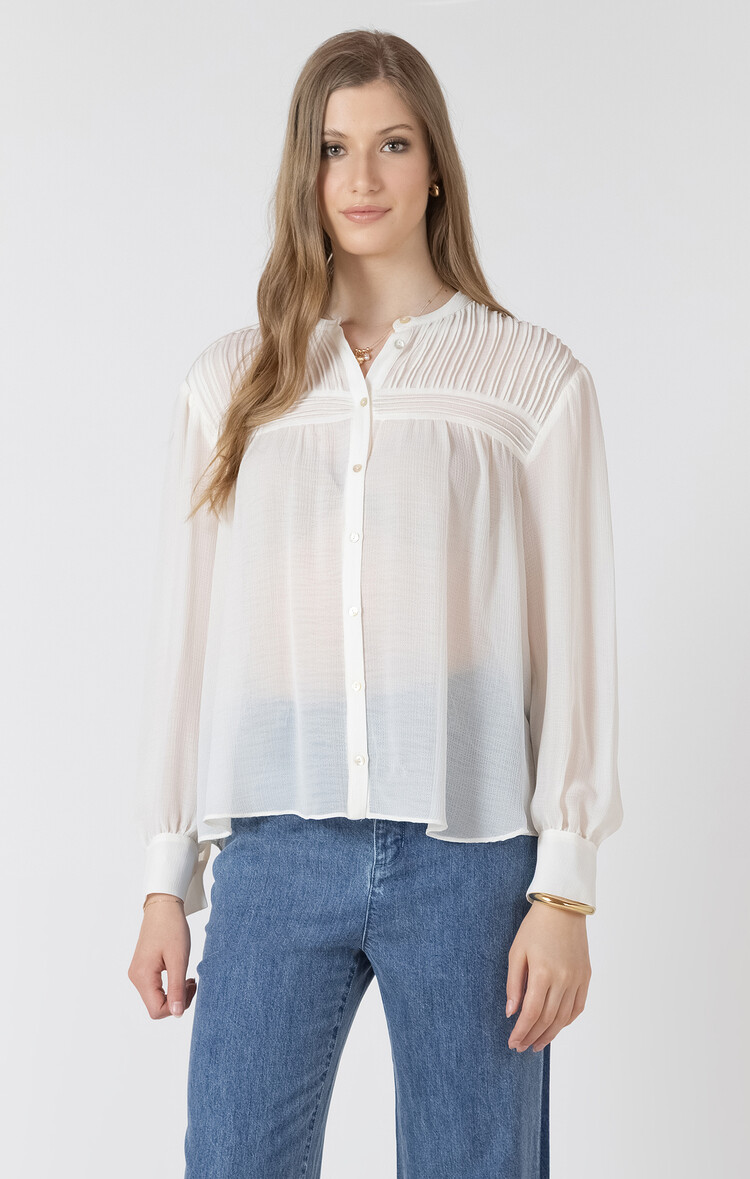 Black Tape Black Tape - Pintuck LS Detail Blouse