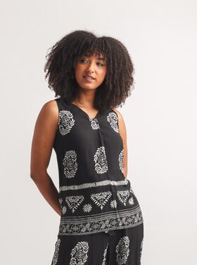 Papillon Papillon - Border Print SLV Top