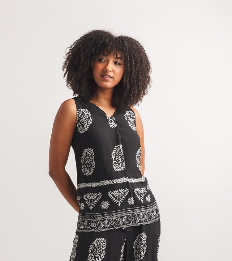 Papillon Papillon - Border Print SLV Top