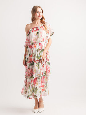 Papillon Papillon - Floral Pleated OTS  Tiered Dress