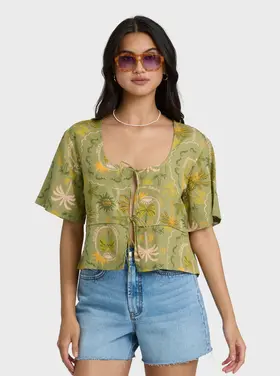 Billabong Billabong - Totally Tropic SS Tie Front Top