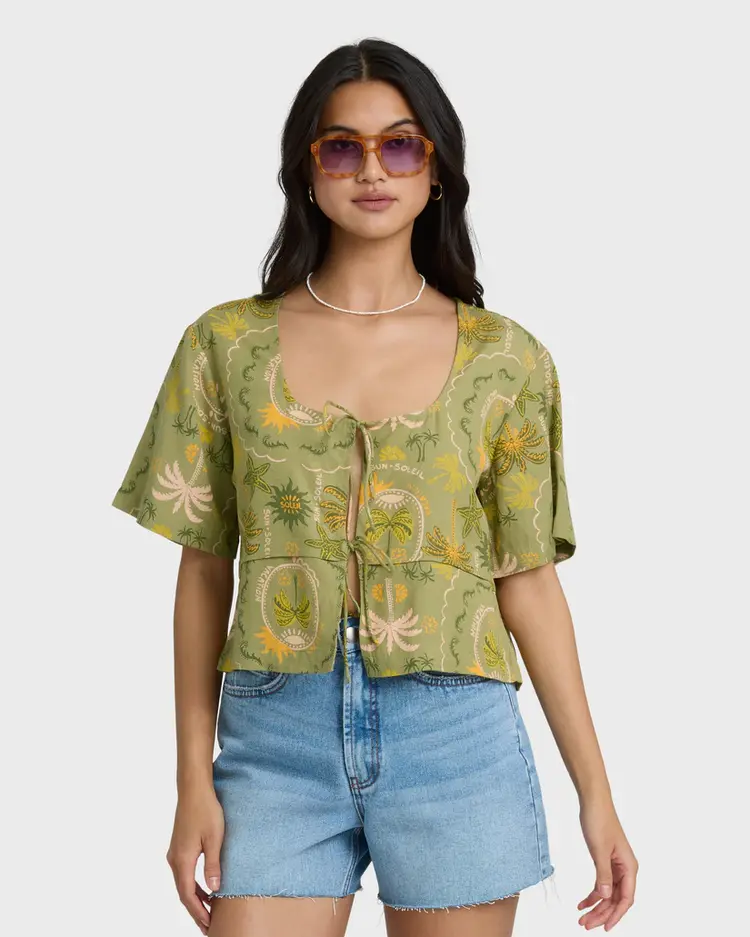 Billabong Billabong - Totally Tropic SS Tie Front Top