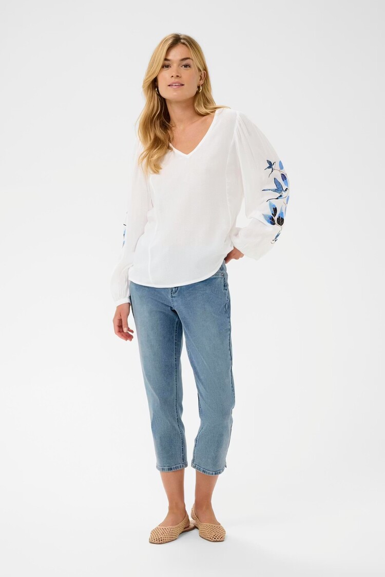 Cream Cream - FLORIZA  Printed LS Blouse