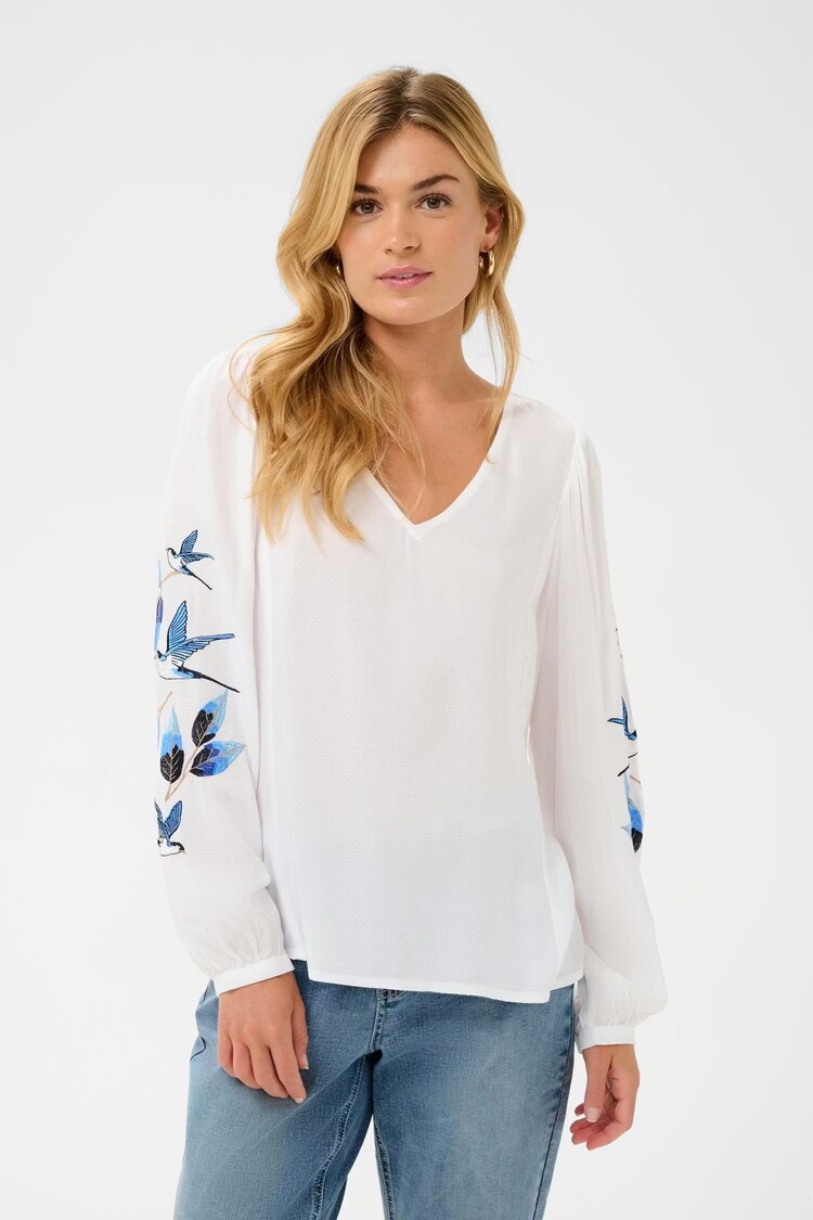 Cream Cream - FLORIZA  Printed LS Blouse