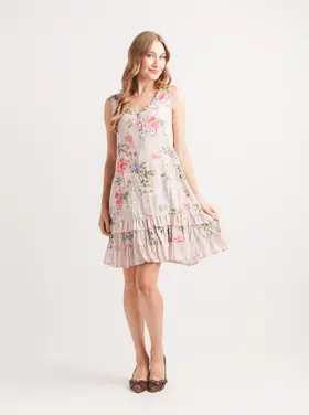 Papillon Papillon - Floral Crinkle Ruffle Hem Dress