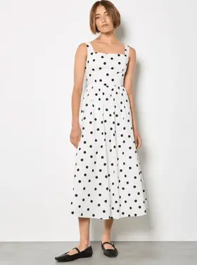 Apricot Apricot -  Blk Polka Dot A-Line Dress