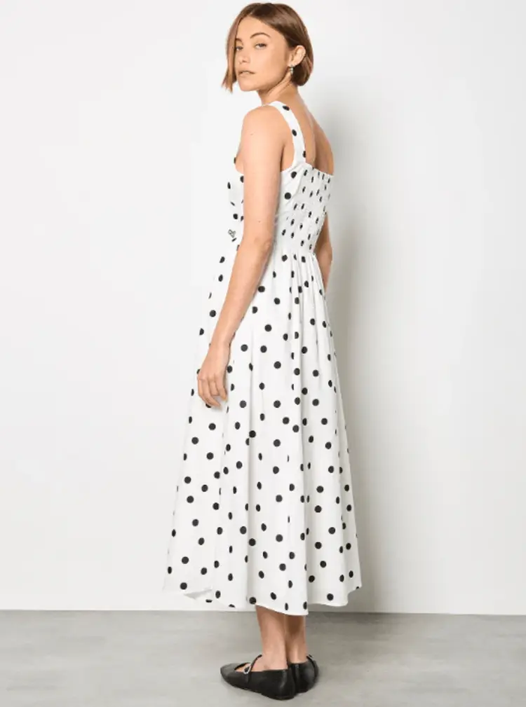 Apricot Apricot -  Blk Polka Dot A-Line Dress