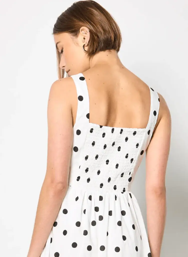 Apricot Apricot -  Blk Polka Dot A-Line Dress