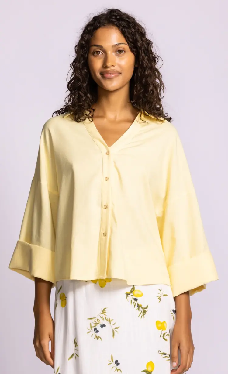 Pink Martini Pink Martini -  SS CHARLIE Collared Button Top