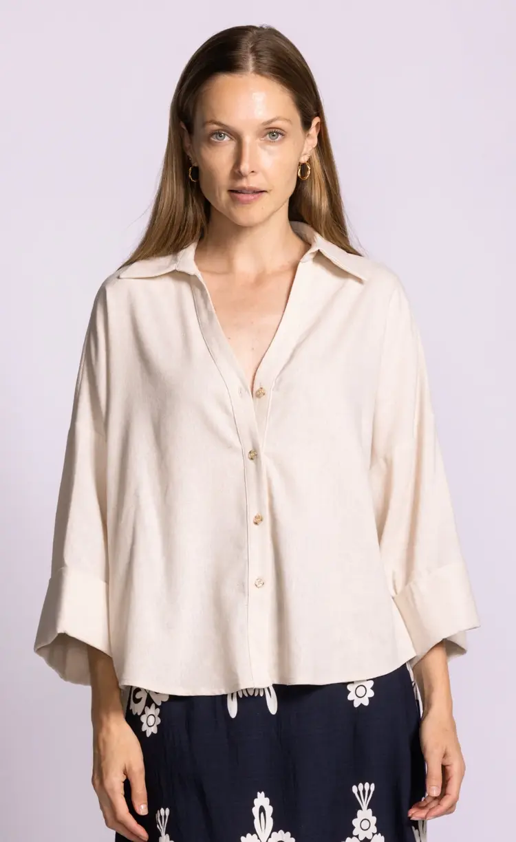 Pink Martini Pink Martini -  SS CHARLIE Collared Button Top