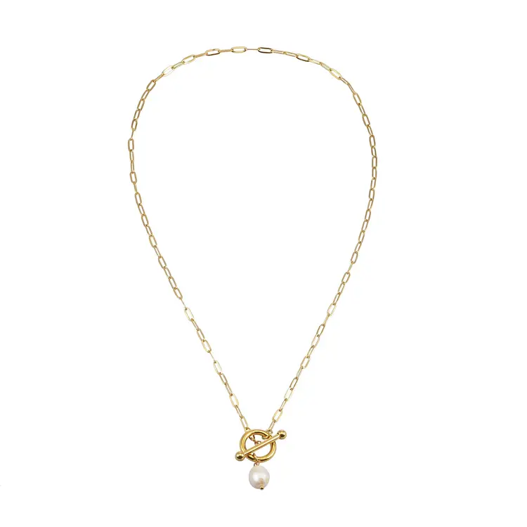 Hackney Nine Hackney Nine - D'ANGELA Paperclip G Chain Toggle & Pearl Pendant