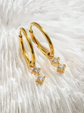 Hackney Nine Hackney Nine - MORTAINA Mini Hoops Double Zirconia Charm G